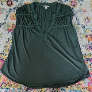 Lucky Brand Sleeveless Green Ruched Blouse